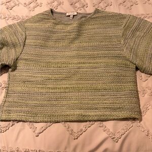 ori and ali Light Green Textured Short Sleeve Top